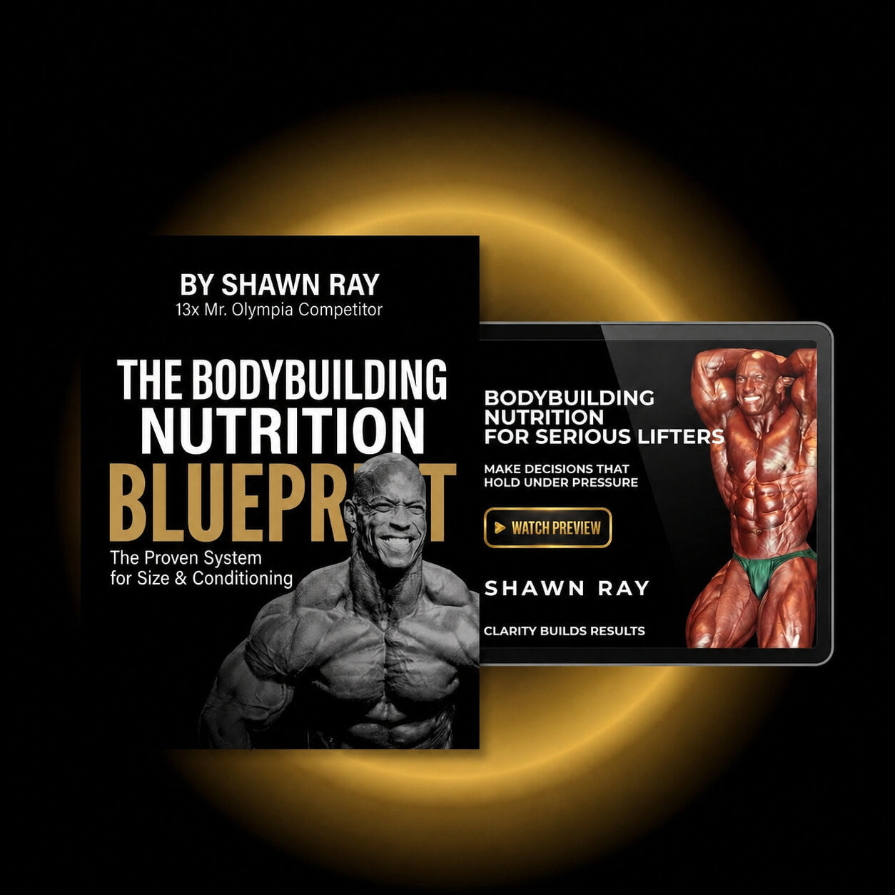 Bodybuilding diet plan video and PDF bundle by Shawn Ray — the Muscle Nutrition System with macros, meal templates and phases