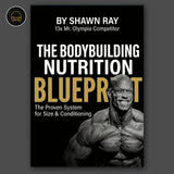 Audiobook cover for The Bodybuilding Nutrition Blueprint by Shawn Ray, 13× Mr. Olympia competitor, with headphones icon