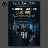 Audiobook cover for The Natural Testosterone Blueprint by Shawn Ray, the proven system for strength and drive after 40