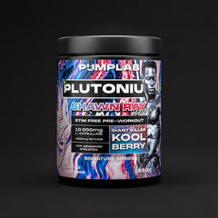 PLUTONIUM Shawn Ray Edition stim free pre-workout tub, PumpLab Signature Series, Giant Killer Kool Berry, 550g