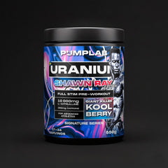 URANIUM Shawn Ray Edition full stim pre-workout tub, PumpLab Signature Series, Giant Killer Kool Berry, 550g