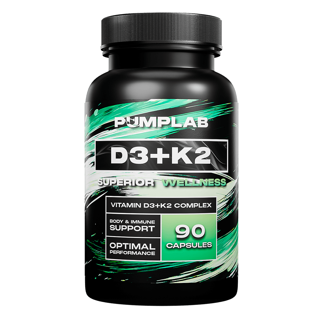 PumpLab D3+K2 bottle, vitamin D3 and K2 complex, 90 capsules