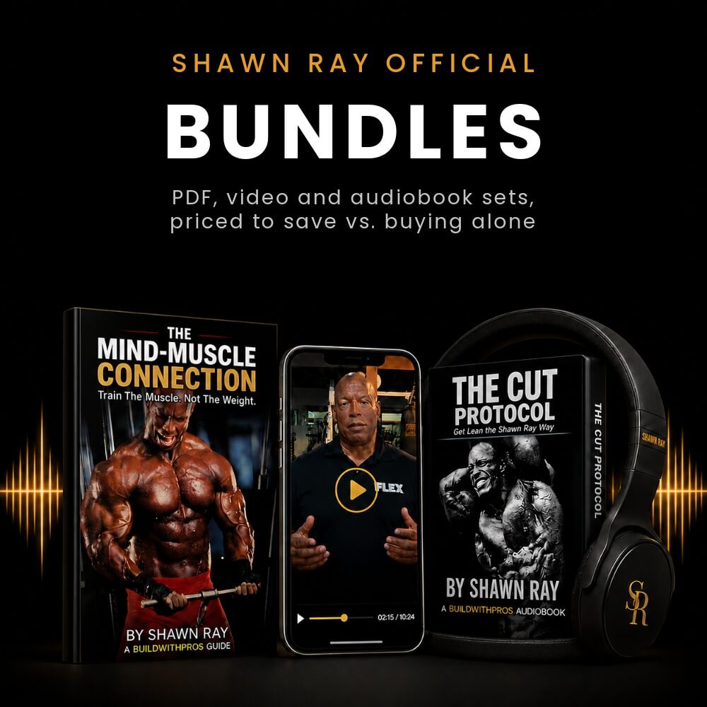 Promotional image for Shawn Ray official bundles with books, smartphone, and headphones.